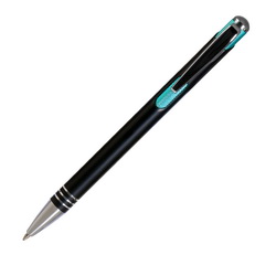 Ручка шариковая "Fortune black", металл (алюминий), отделка - хром, черная с цветными деталями