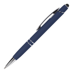 Ручка шариковая "Ажемо" со стилусом, покрытие soft-touch, алюминий, хромированные детали