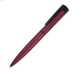 Ручка шариковая "Get" c черными деталями, алюминий, пластик. Искривленная форма корпуса имеет в сечении форму круга в нижней части и форму эллипса - в верхней части ручки