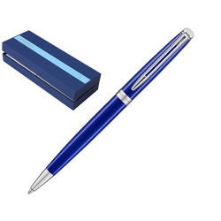 Ручка Waterman шариковая "Hemisphere Bright Blue CT M", корпус и колпачок - сталь, детали дизайна - палладиевое покрытие