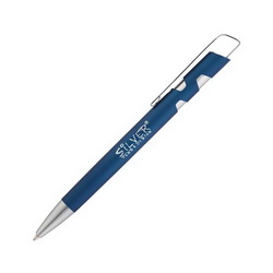 Ручка с двойным корпусом: внешний – алюминий в металлизированном цвете (metallic), внутренний – глянцевый ABS-пластик. В результате гравировки корпуса газовым лазером (СО2) логотип получается серебристым.