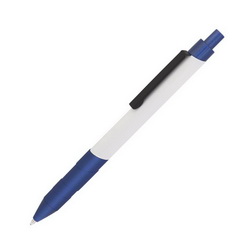 Ручка шариковая с прорезиненным цветным грипом, гравируется в цвет деталей ручки, алюминий