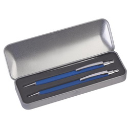 Набор "Кельн" с покрытием софт-тач: шариковая ручка и карандаш в металлическом футляре, металл