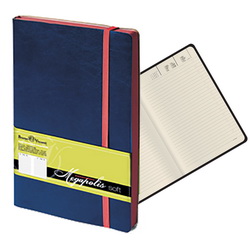 Ежедневник недатированный Megapolis Soft, тонированный блок (272 стр.), обложка синяя, розовые срез и резинка