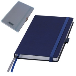 Ежедневник недатированный Portobello Trend Blue ocean 256 стр.,на резинке, тонированный блок, держатель для ручки, синяя обложка, серебристый срез, 2 ляссе, в индивидуальном пластиковом футляре