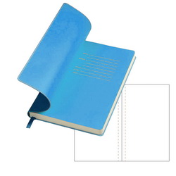 Бизнес-блокнот недатированный, тонированный блок в линейку, синяя обложка Velvet, голубой форзац, 256 страниц, в индивидуальной картонной упаковке