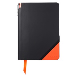 Записная книжка Cross с контрастным уголком, с шариковой ручкой, 160 страниц в линейку, кожа, черно-оранжевый