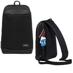Рюкзак на одном плечевом ремне с отделением для ноутбука диагональю до 10 дюймов, с внешней стороны у спинки карман для паспорта и ключей, полиэстр с защитой от дождя и брызг