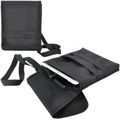 Cумка с плечевым ремнем для планшета и документов (А5), черная с черной подкладкой, полиэстр.