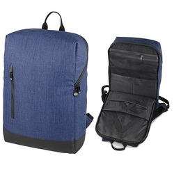 Рюкзак с двумя основными отделениями и карманами для ноутбука и планшета, спинка из сетчатой ткани на подкладке, меланжевая ткань, полиуретан
