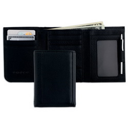Портмоне Cross с ручкой, отделениями для кредитных карт и SIM-карты, кожа, черный