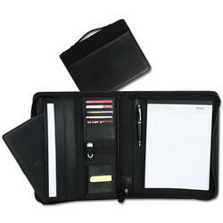 Папка-портфель для документов на молнии с противоударным отделением для планшета, кожзам,нейлон, черный
