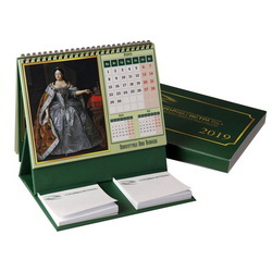 Календарь настольный на пружине с 2-мя отрывными блоками для записей в индивидуальной упаковке