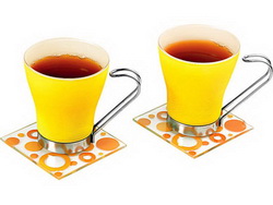 Чайная пара: 2 чашки на 125 мл, 2 подставки желтый