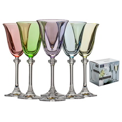 Набор "Кармело" из 6-ти разноцветных бокалов для вина, 185мл, богемское стекло, Чехия