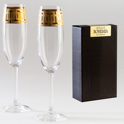 Набор "Эллада" из 2-х бокалов для шампанского, 220мл, богемское стекло, Чехия