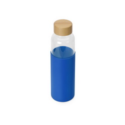 Стеклянная бутылка для воды в силиконовом чехле, 550 мл, боросиликатное стекло, силикон, бамбук