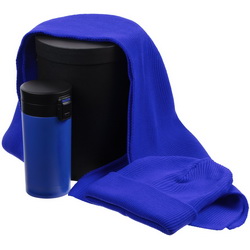 Подарочный набор в тубусе: шапка, шарф и термостакан, 350мл, акрил, нержавеющая сталь, пластик