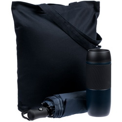 Подарочный набор втекстильной сумке: термостакан, нержавеющая сталь, пластик, зонт, эпонж
