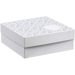 Подарочная коробка из переплетного картона, кашированного дизайнерской бумагой для новогодних подарков