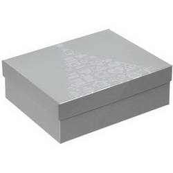 Подарочная коробка из переплетного картона, кашированного дизайнерской бумагой для новогодних подарков