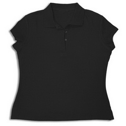 Рубашка поло женская, S,100 % хлопок, плотность 205 г/кв.м, черный