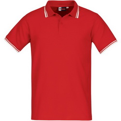 Рубашка-поло L, сконтрастной отделкой на воротнике и манжетах,100% хлопок, плотность 180 г/кв.м, цвет красный
