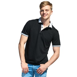 Рубашка-поло мужская с контрастной отделкой, размеры XS-XXXL, 185 г/м2, 80% хлопок, 20% полиэстр