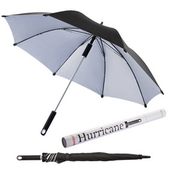 Зонт-трость механический, двухцветный, полиэстр, спицы стекловолокно, ручка алюминий и пластик, подарочная упаковка