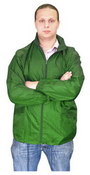 Куртка-ветровка L, 100% полиэстер, с чехлом, зеленый