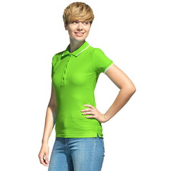 Рубашка поло женская с контрастной отделкой на воротнике и рукаве, XS-2XL 185г/кв. метр, 80% хлопок, 20% полиэстр