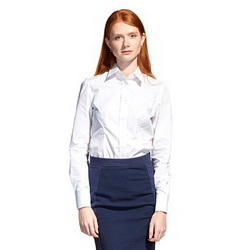 Рубашка классическая женская с длинным рукавом, 80% хлопок 20% полиэстр, плотность 120 гр/м2