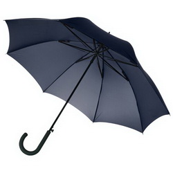 Зонт-трость полуавтомат с противоветровой защитой, ручка пластиковая с покрытием софт-тач, поставляется без чехла, нейлон, пластик