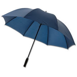 Зонт-трость механический с системой антиветер, полиэстр, синий