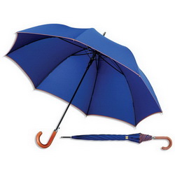 Зонт - трость -полуавтомат Orient expressс кожаной ручкой, синий