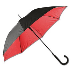 Зонт - трость - полуавтомат двухслойный, полиэстер, цвет черно- красный