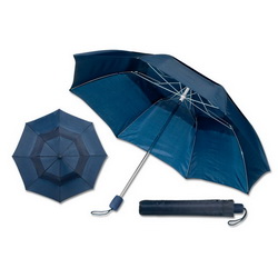 Зонт складной механический с двойным куполом,полиэстер,цвет темно-синий