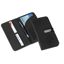 Дорожное портмоне с отделениями для кредиток и документов, нейлон, с металлической вставкой, цвет черный