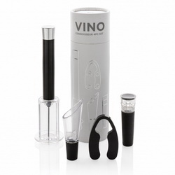 Винный набор In vino veritas: пневматический штопор, обрезатель фольги, вакуумная пробка и аэратор для удобного разлития напитков, нерж. сталь, в подарочном тубусе, нержавеющая сталь, ABS-пластик