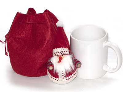 Набор Дед Мороз: кружка,260 мл,фарфор и мягкая игрушка, текстиль., цвет красный
