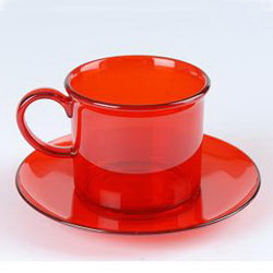 Чайно-кофейная пара, пластик,170 мл,прозрачный, цвет красный