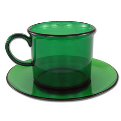 Чайно-кофейная пара, пластик,170 мл,прозрачный, цвет зеленый