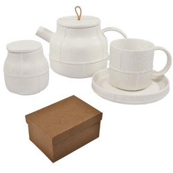 Чайный набор на одну персону "Солнечное утро": чайник, 600 мл, чайная пара, 200 мл, и сахарница, 200 мл, фарфор, в подарочной упаковке