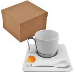 Чайная пара Айсберг, 200 мл, с ложечкой, фарфор,в подарочной коробке, цвет белый