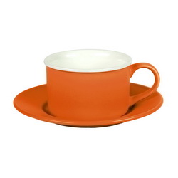 Чайная пара Шамони с белой каймой по краю чашки и с матовым покрытием, 200мл, фарфор
