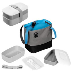 Комплект ланчбоксов в компактной изотермической сумке, сохраняет вкус и свежесть еды, удерживает температуру до 6 часов, в комплекте пластиковые нож, ложка и вилка, полиэстр, пластик