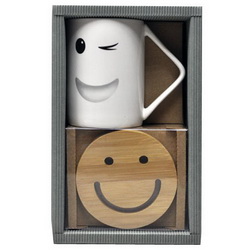 Подарочный набор "Smile", керамика, дерево, в индивидуальной упаковке