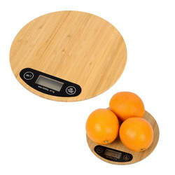 Бамбуковые кухонные весы до 5 кг с индикаторами низкого заряда батареек, батарейки в комплекте, бамбук