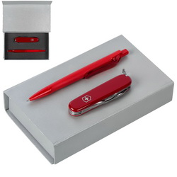 Набор: ручка шариковая и нож Victorinox в подарочной коробке, металл, пластик, Швейцария
