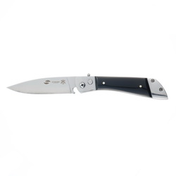 Нож складной Stinger, 90 мм, в чехле и картонной коробке, лезвие из нержавеющей стали, рукоять из нержавеющей стали и смолы чёрного цвета